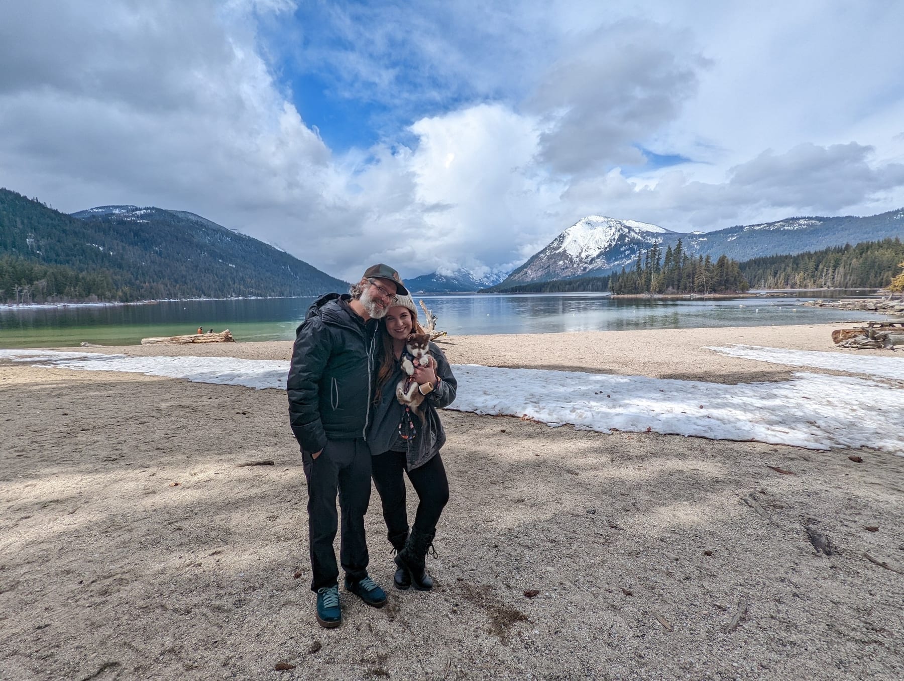 Steve and Nichole together by a mountain lake